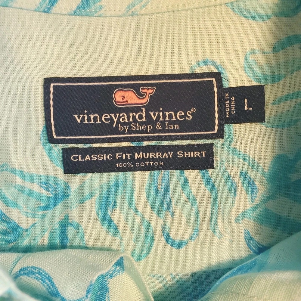 Vineyard Vines Murray Shirt Men's Large Classic Fit Blue Tropical Button down - Picture 3 of 10